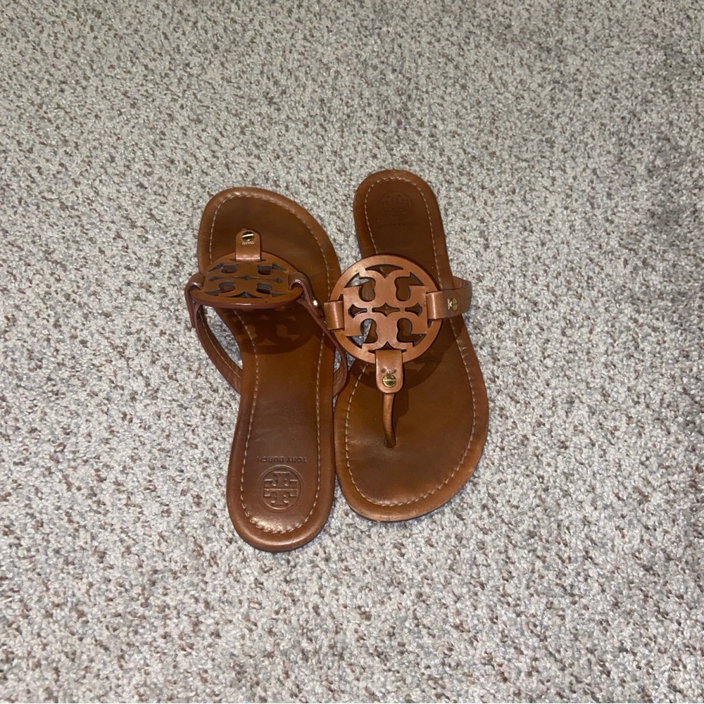 Tory Burch Tan Leather Thong Sandals